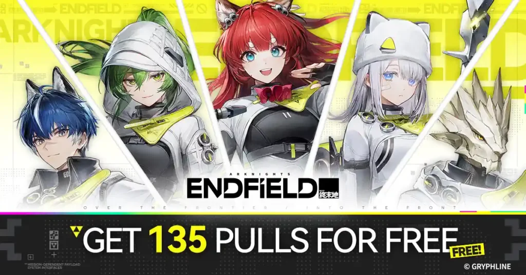 arknights endfield promotional banner 135 free pulls launch bonus operators gameplay