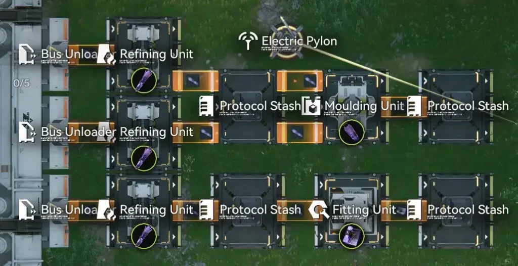 Refining and moulding production chain layout with storage units in Arknights Endfield