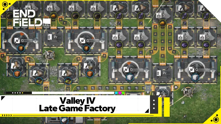 Late-game factory layout map with complex conveyor routing