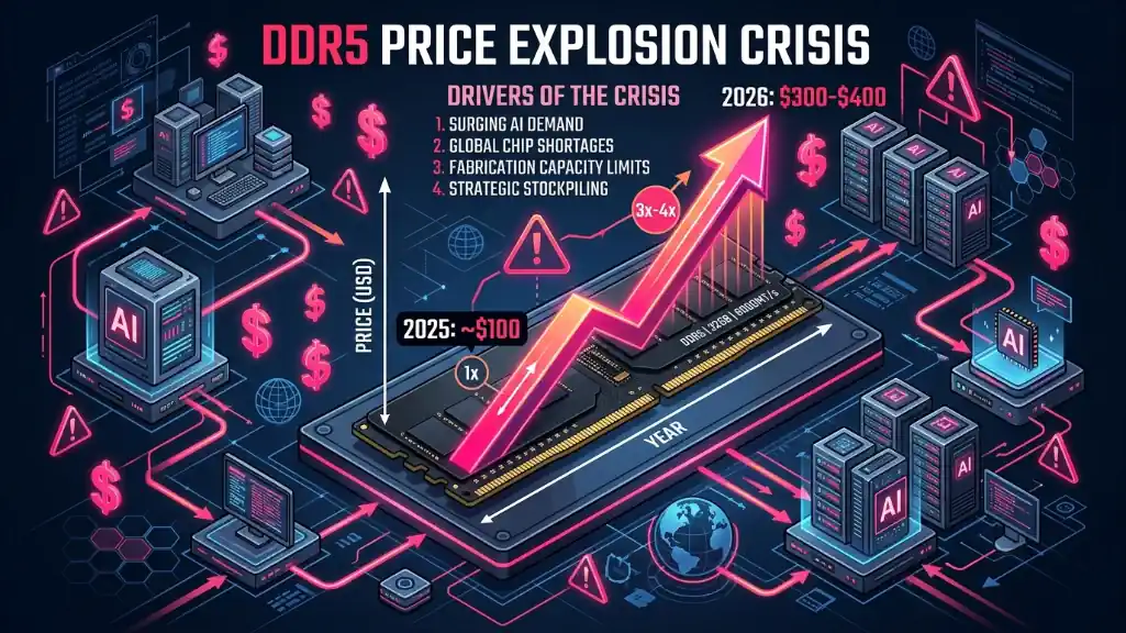 RAM price increase infographic showing 2025 vs 2026 pricing crisis