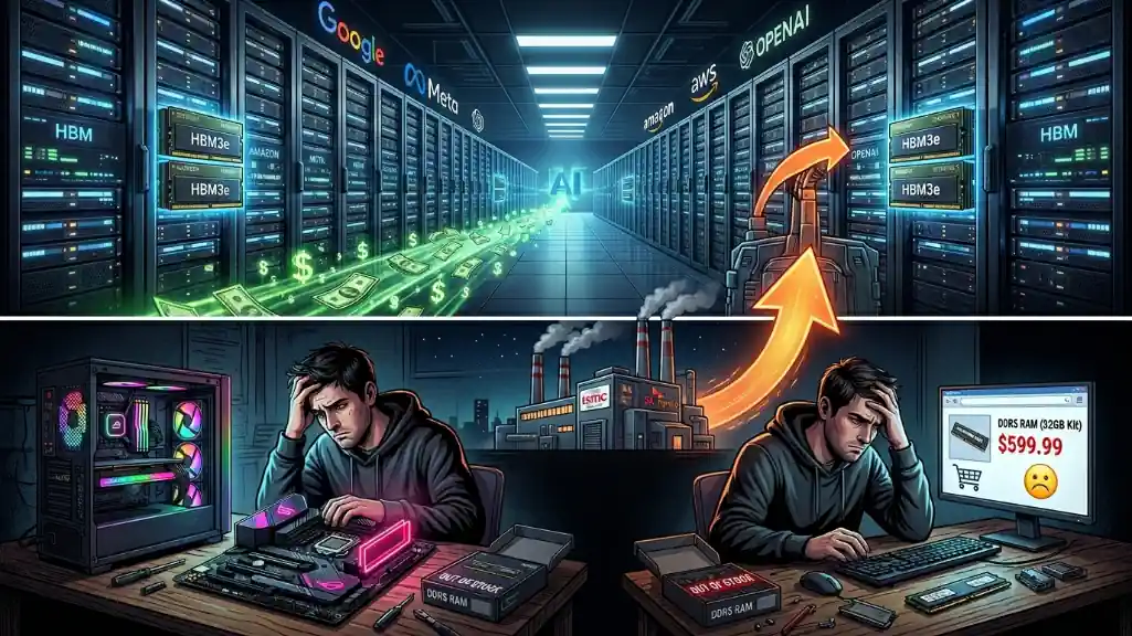 AI data centers prioritizing RAM production over consumer PC memory 2026