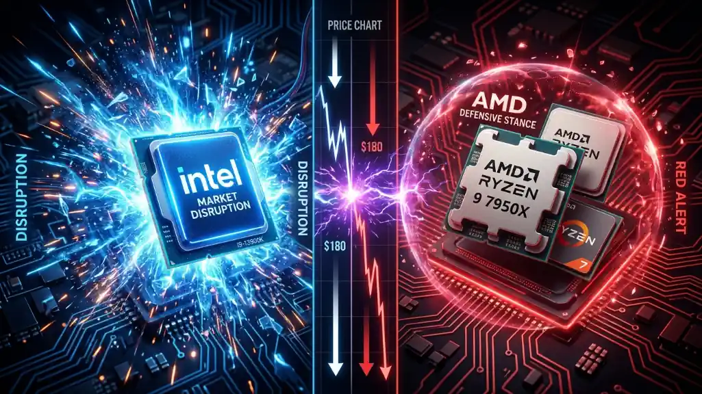 Visual representation of Intel Arrow Lake Refresh forcing AMD price cuts in budget CPU market