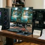 CyberPowerPC Gamer Supreme prebuilt at $1899 and custom RTX 5070 build at $1990 side by side running same game at identical 124 and 121 FPS showing narrowed price and performance gap in 2026