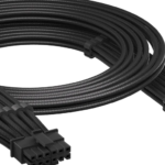 Corsair 12V-2x6 modular PSU cable coiled with its 12+4-pin connector head shown at a 90-degree angle