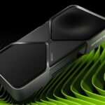 Nvidia GeForce RTX 5070 Founders Edition graphics card shown at an angle on a green background